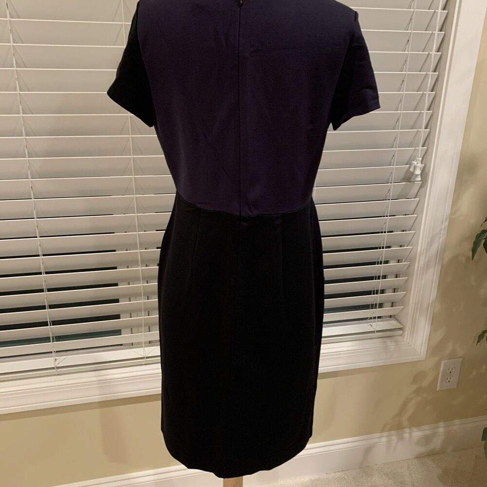 Ann Taylor Dress Womens Size 6 Color Block Sheath Short Sleeves Purple/Black - Picture 5 of 8